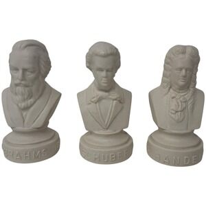 Halbe Music Composer Figure Busts Set Of 3 Statuette - Brahms Hubert Handel VTG‎